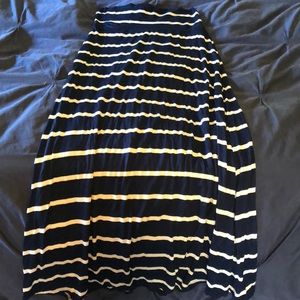 Blue and white striped maxi skirt